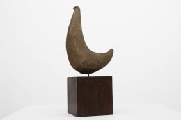 Michel Chauvet's &quot;L'oiseau attentif&quot; sculpture profile view with signature