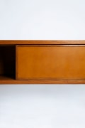 Pierre Chapo's &quot;Le Pettit&quot; sideboard detail view of door open and leather