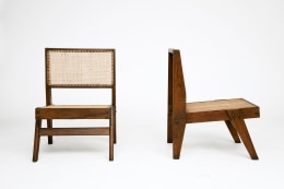 Pierre Jeanneret's pair of low chairs, front and side views