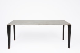 Jean Prouv&eacute;'s aluminum dining table, full straight view from above