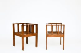 Attributed to Francis Jourdain's pair of chairs, diagonal and side view