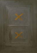 Eric Orr Lead Window Gold X, 1979 Embossed lead relief on wood backing, ed. 25