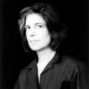 Portrait of Susan Sontag in 3/4 view.