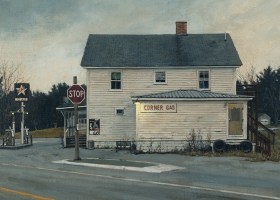 Linden Frederick Corner Gas, 2024 oil on linen on panel 14 x 14 inches
