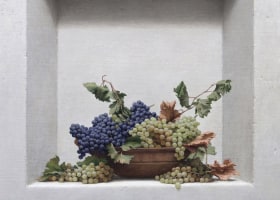Guillermo Muñoz Vera, Grapes, 2019, oil on canvas mounted on panel, 35 1/2 x 35 1/2 inches, 90 x 90 cm