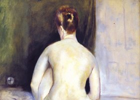 Guy Pène Du Bois Nine O'Clock (Seated Nude), ca. 1924 oil on board mounted on board 25 x 20 inches