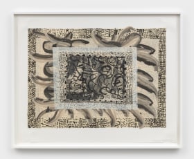 Untitled, 2013, woodcut and hand-painted multilayered chine-coll&eacute; collage