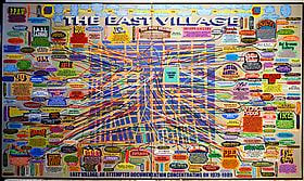 Jerry Saltz's Annotations on Loren Munk’s &quot;The East Village&quot; Map Painting on nymag Vulture