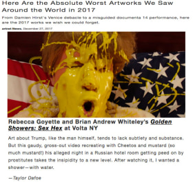 &quot;Golden Showers: Sex Hex&quot; made the top ten worst artworks worldwide in 2017 list on Artnet