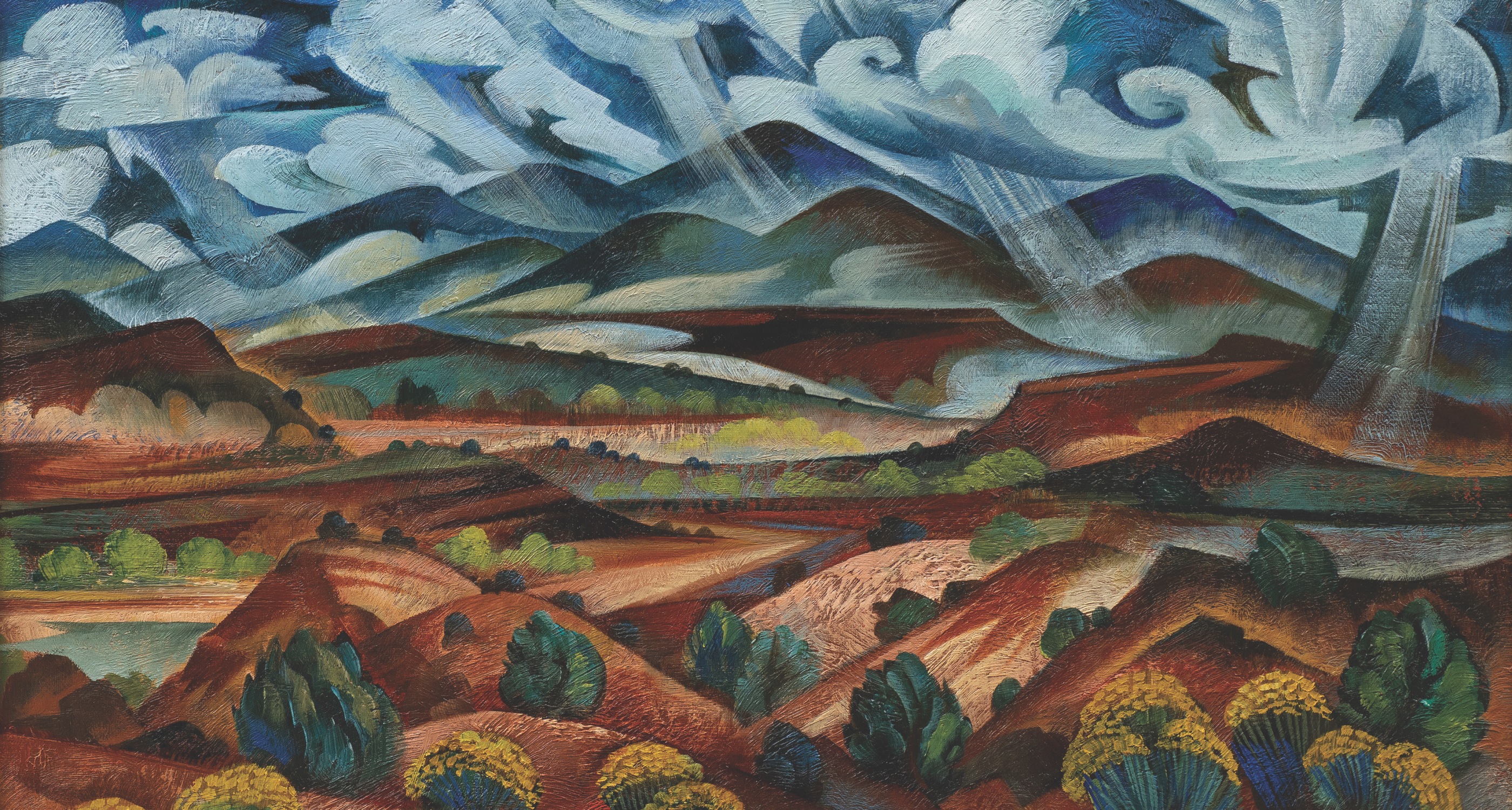 22. Tony Abeyta (b.1965) &quot;Autumnal Landscape,&quot; d.2020, oil on canvas, 22 x 29 inches