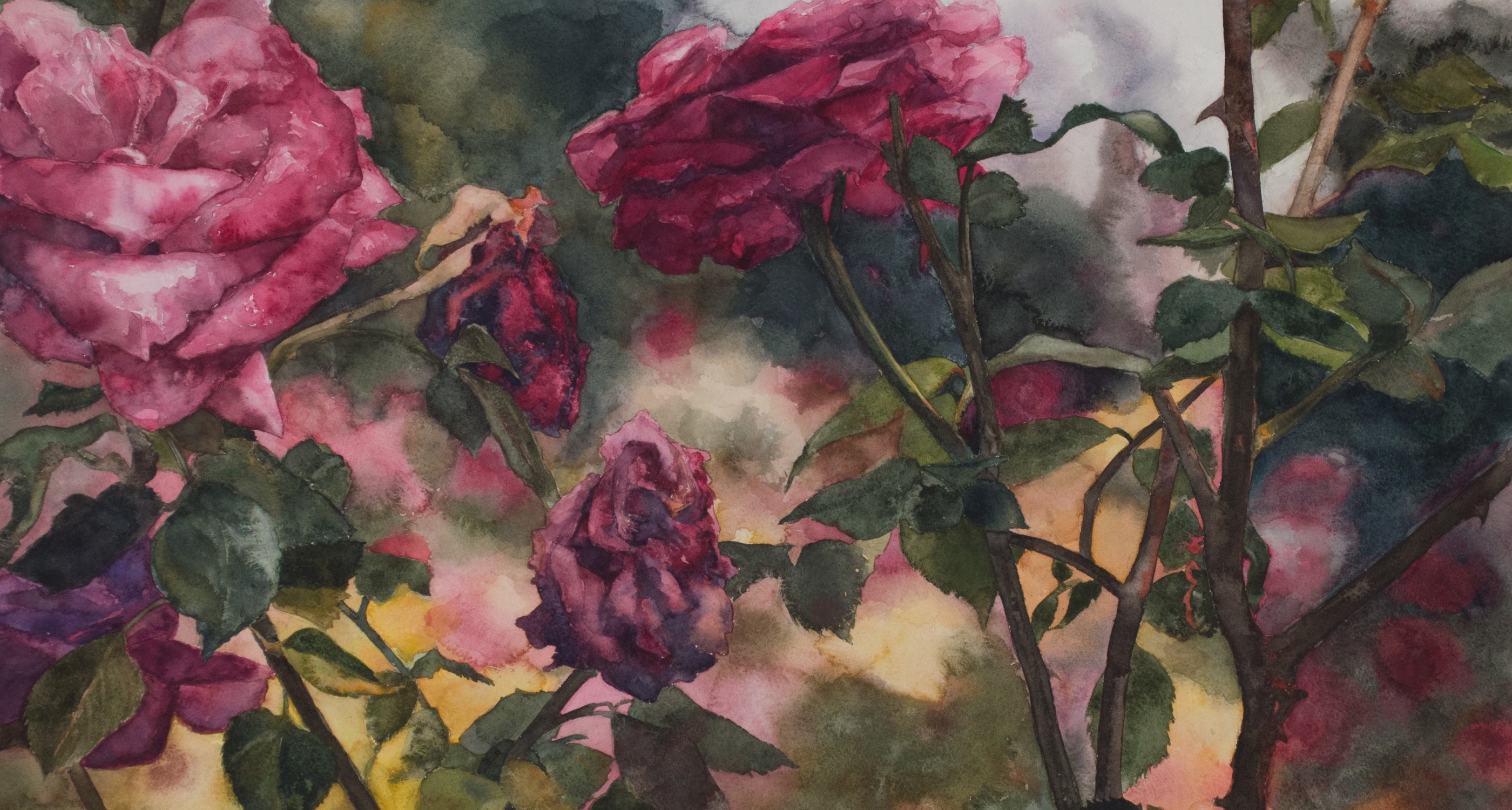 Eileen Goodman, Roses In Front, 20.75" x 29", Watercolor