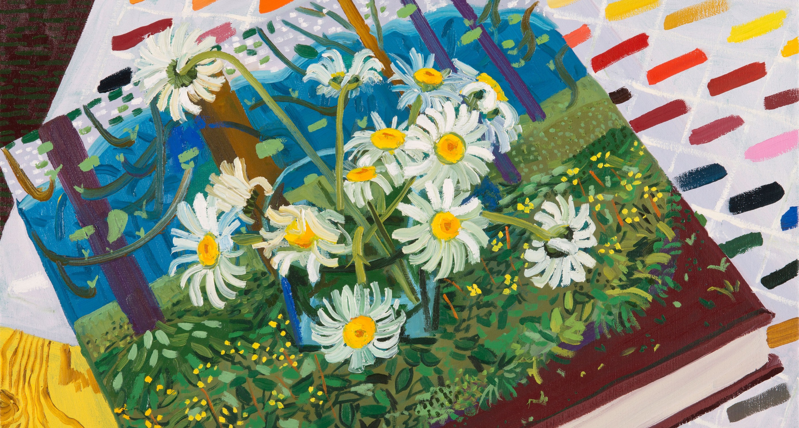 Lauren Whearty, Still Life With Daisies & Hockney
