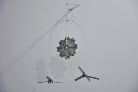 Abdullah M. I. Syed Twinkle Twinkle Little Drone - III (Ed. of 2) 2016 Altered toy mobile, banknotes, stainless steel, plastic and metal wire  18 (Dia.) x 20 in.