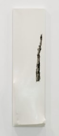 Saad Qureshi Qureshi and I 2009 Pencil, newspaper, gloss paint on canvas 45.6 x 12 in.