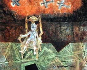 Shyamal Dutta Ray THE GENERAL 2002 Mixed media on paper 20.5 x 24 in.