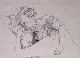 Nalini Malani UNTITLED (2 FIGURES EMBRACE) 1978 Ink on paper 15 x 11 in.