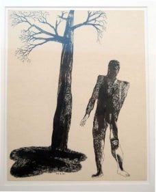 Laxma Goud UNTITlLED (MAN AND TREE) 1975 Ink on board 10.5 x 8.5 in.