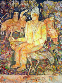 Sakti Burman LONELY POET 2007 Oil on canvas 45.5 x 34.5 in.  NFS