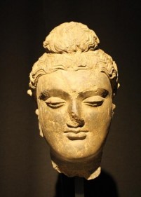 Head of Buddha Ancient Region of Gandhara Grey schist 2nd - 4th Century 9.75 in.