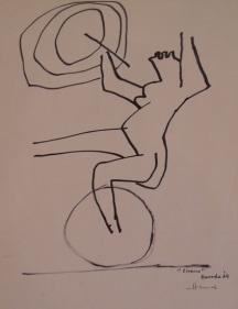 M.F. Husain CIRCUS 1 (CIRCUS SERIES BARDODA) 1964 Marker on paper 11.5 x 9 in.