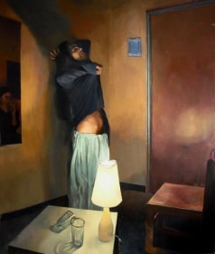 Salman Toor CLERIC UNDRESSING 2009 Oil on canvas 72 x 60 in.