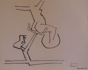 M.F. Husain CIRCUS 2 (CIRCUS SERIES BARDODA) 1964 Marker on paper 9 x 11.5 in.