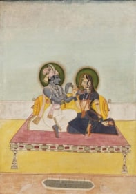 Miniatures KRISHNA AND RADHA EXCHANGING BETEL c. 1800 Opaque pigment on paper 12.5 x 9 in.