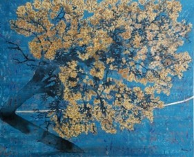 G.R. Iranna Springtime Blossom 2016 Oil on tarpaulin 66 x 54 in.