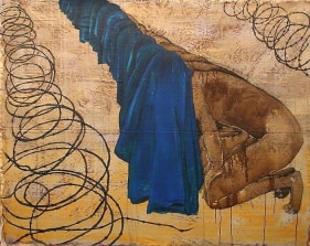 G.R. Iranna THERE ARE NO BORDERS 2007 Acrylic on tarpaulin 52 x 66 in.  SOLD