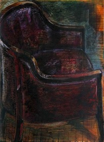 Indrapramit Roy THE REXINE CHAIR Mixed media on paper 29 x 21 in.