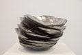 Adeela Suleman  Stacked, 2009  Electroplated steamers, drain cover nuts &amp; bolts  18 x 18 x 14 in