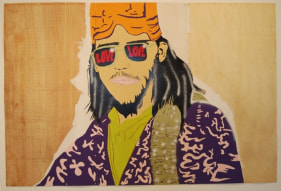 Shezad Dewood MOTHER FUCKER LOVE (DYPTICH) 2005 Oil on board 7 x 3 ft.