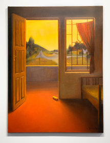 Tom Vattakuzhy  Yellow Sky, 2020  Oil on canvas  48h x 36w in