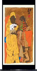 M. F. Husain MOTHER - XVIII 2006 Screenprint in 31 colors 84 x 40 in.