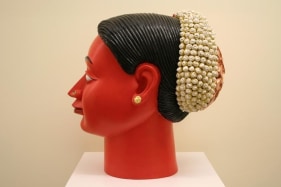 Ravinder Reddy HEAD 4 2004 Polyester, resin and fiberglass, painted and gilded 18 x 20 x 12 in.