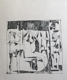 UNTITLED (HEADLESS MAN WOMAN MAN ) 1965 Ink on paper 8.5 x 7 in.