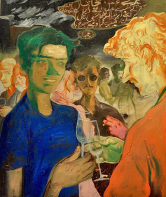 Salman Toor, The Toast, 2015, Oil on canvas, 27 x 22 in