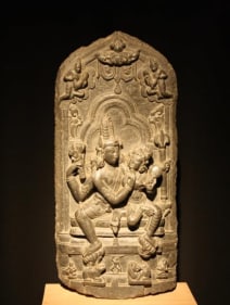 Uma Mahesvara Pala Green chlorite c. 10th Century 24.25 in.