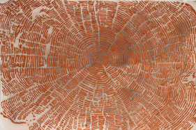 G. R. Iranna  The Body, 2017  Brick powder on paper  42 x 56 in