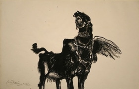 UNTITLED ( COW WOMAN ) 1979 Ink on paper 7.5 x 12 in.
