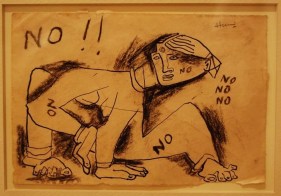 M. F. Husain UNTITLED (NO! NOi! NO!) Crayon on paper 5 x 7.5 in.