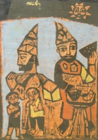 Badri Narayan TWO BEARDED MEN Gouache and ink on paper 30 x 22 in.