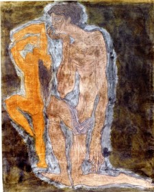 Sadequain The Thinker Contemplating a Woman Oil on canvas 45 x 36 in.