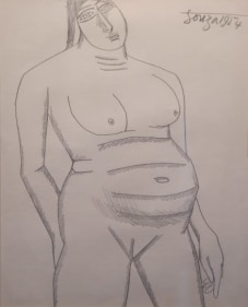 F.N. Souza  Untitled (Standing Nude)  1954  Graphite on paper  10 x 8 in.