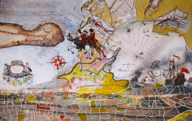 Pala Pothupitiye Galle Map 2015 Acrylic on archival digital print 33 x 52 in.