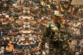 Vibha Galhotra NEO CAMOUFLAGE 2009 Digital Print on vinyl and fabric and mannequins