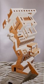 Gigi Scaria Uncertain Terrains 2017 Watercolor and automotive paint on paper 58 x 30.5 in.