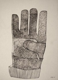 Adip Dutta UNTITLED GLOVE 2007 Ink on paper 10.5 x 8 in.