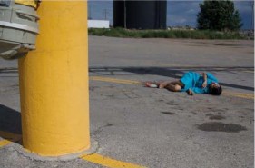 Mariam Ghani &amp; Erin Ellen Kelly Yellow Weigh Station #1 (From the series Landscape Studies: New Mexico) 2008-10 Dye transfer print on aluminum 20 x 30 in