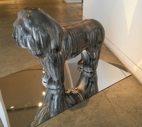 H.G. Arunkumar  Lion, 2018  Paper pulp, cement, wood glue, aluminum, floor paint and clear coat  22 x 10 x 28.50 in